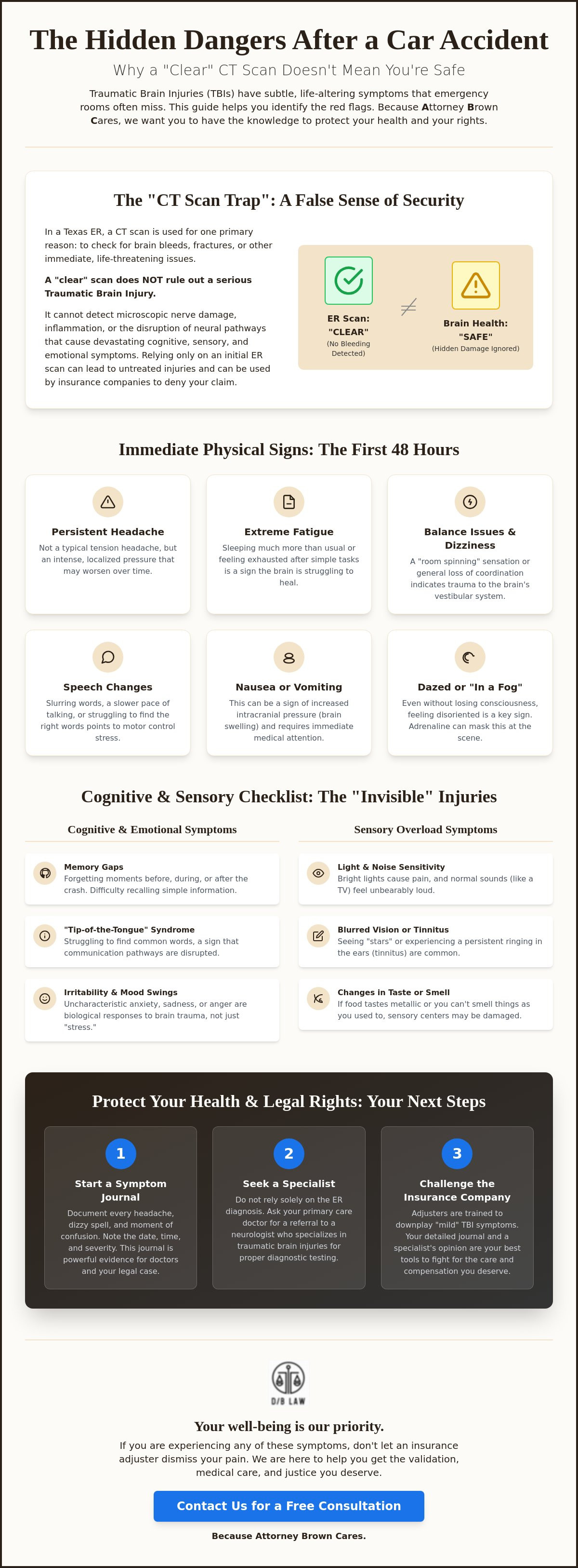 What are the signs of a traumatic brain injury after a car accident