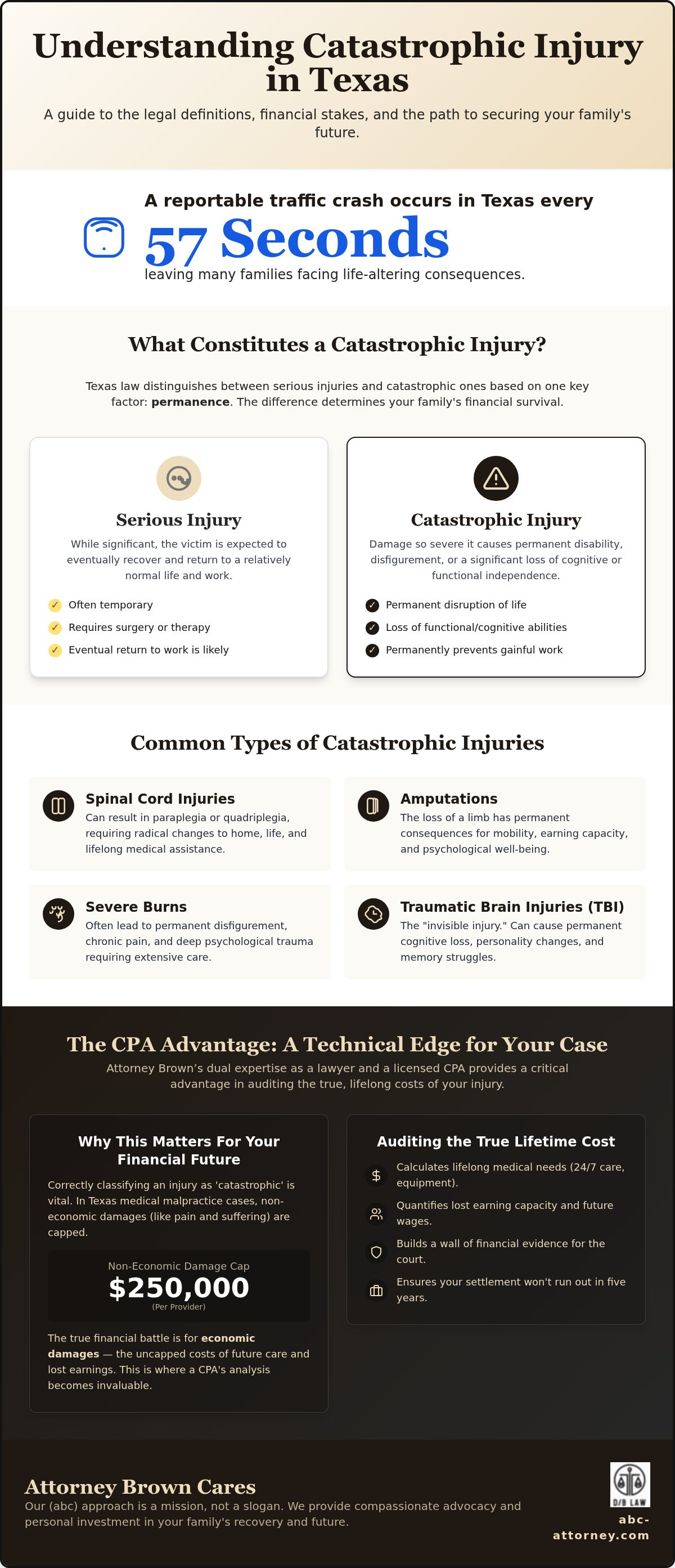 What constitutes a catastrophic injury in Texas