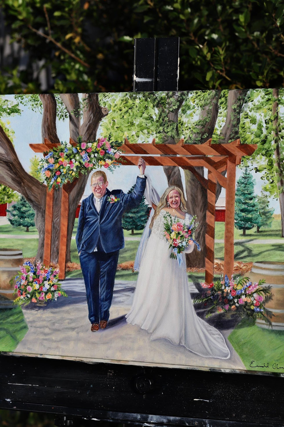 16x20 oil wedding painting on canvas.