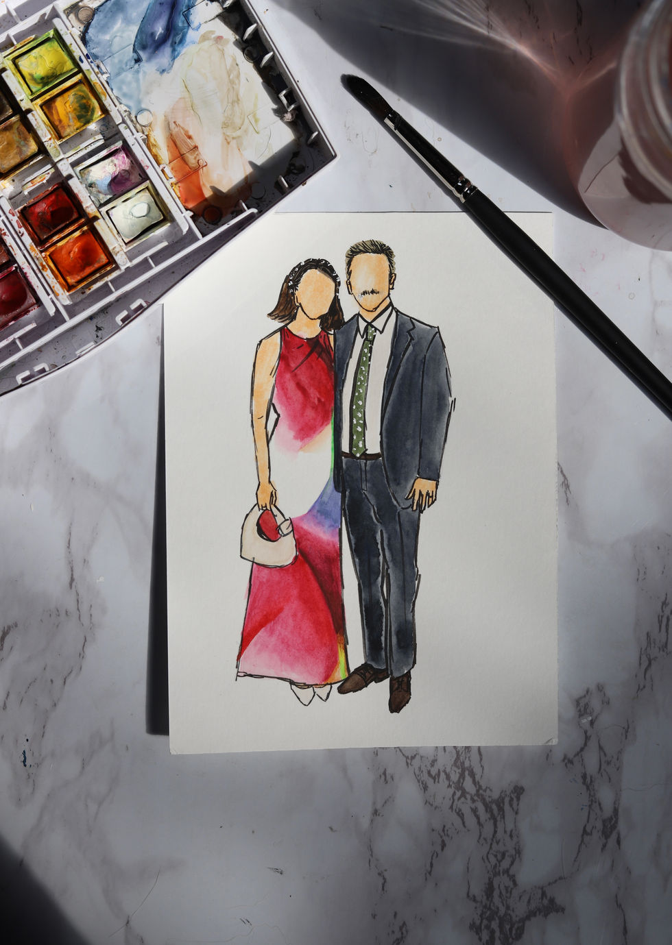 Wedding guest illustration! 5"x7" ink and watercolor on paper.