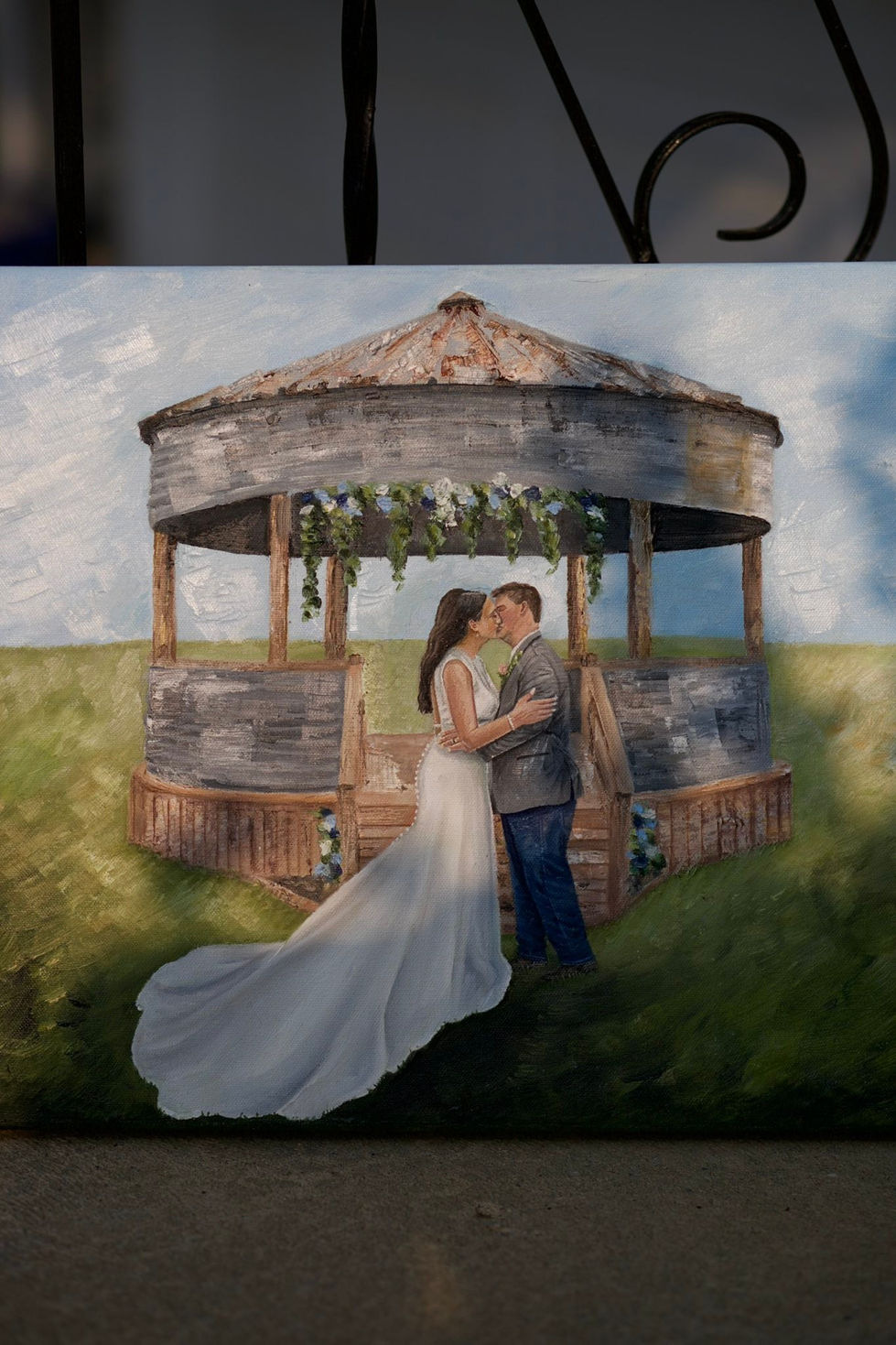 16x20 oil wedding painting on canvas.