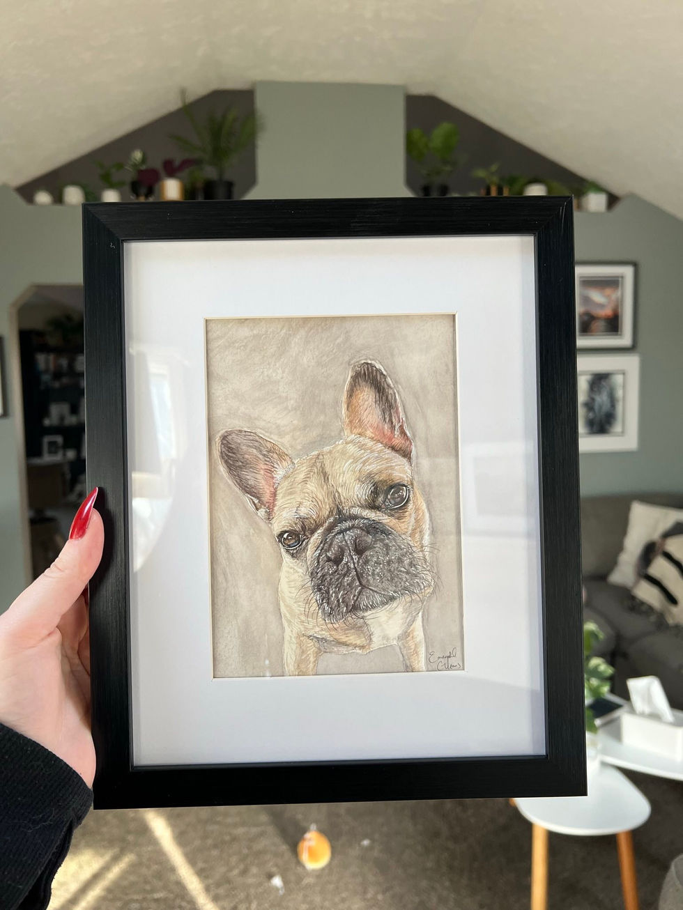 5"x7" watercolor dog painting on paper.