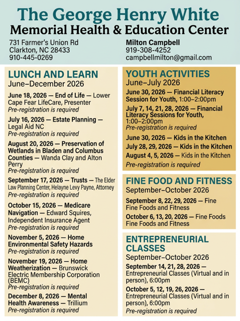 GHW June - December 2026 Schedule