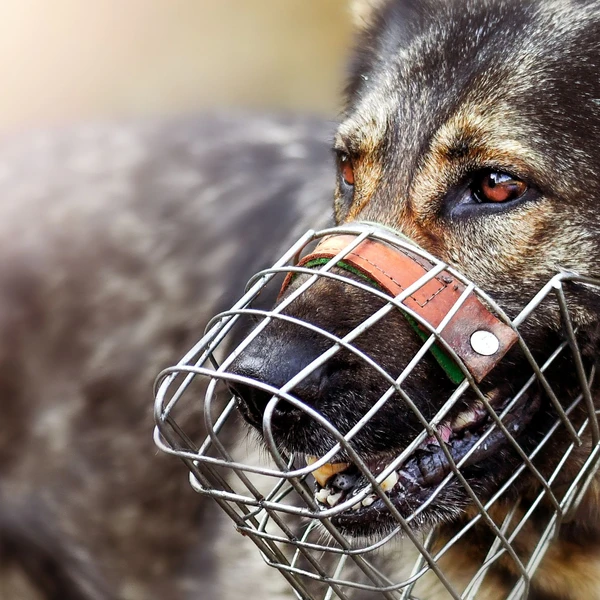 Hund mit Maulkorb