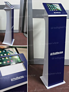 Espositore da terra porta tablet in forex personalizzato.
La cover intercambiabile garantisce l'utilizzo di qualsiasi marca di tablet.