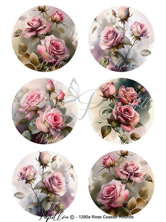 1290 Rose Coaster Round - Rub-on Image Transfer