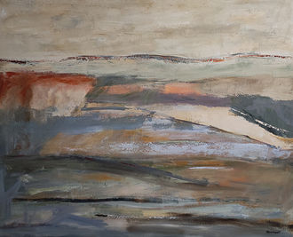 Grand paysage abstrait de Sophie Dumont à l'huile sur toile