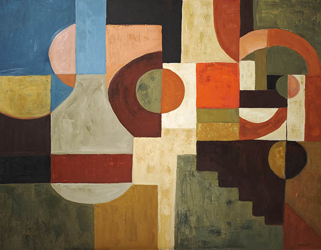 Miniature : Resonance geometrique, huile sur toile de Sophie Dumont