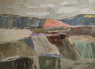 Grand paysage abstrait de Sophie Dumont à l'huile sur toile