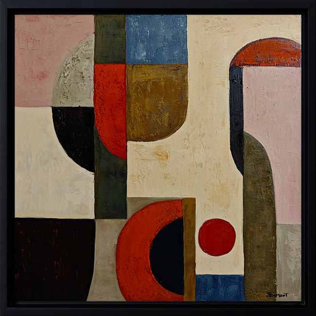 Miniature : Syntaxe, peinture abstraite géométrique de Sophie Dumont. Huile sur toile de 60 × 60 cm