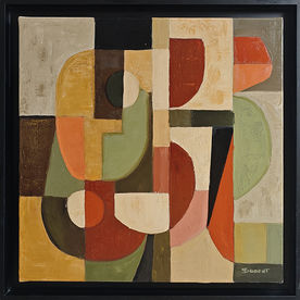Composition géométrique contemporaine, Sophie Dumont construit un espace rythmé par l’entrelacement de formes courbes et de structures verticales.