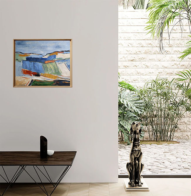 Miniature : Geometric landscape in situ, tableau d'un paysage abstrait coloré de Sophie Dumont