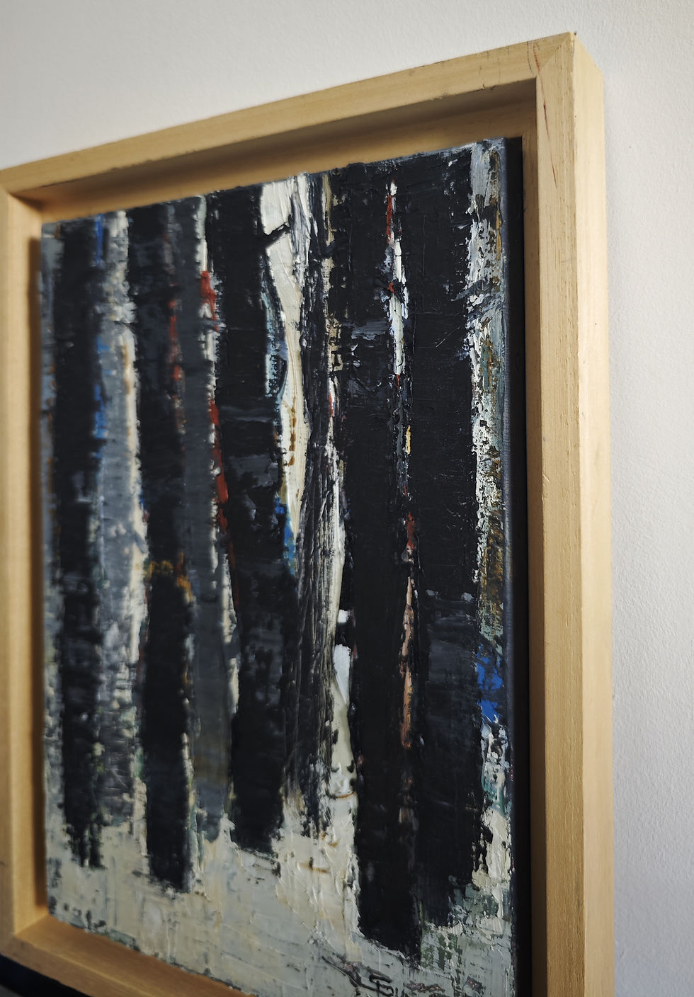 Miniature : "Deep forest" vu de côté, petit tableau d'une forêt dans les tons noir