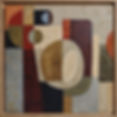Totem avec cadre chêne, peinture abstraite géométrique contemporaine de Sophie Dumont