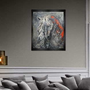 Tableau d'un cheval "Attitude" mis en situation