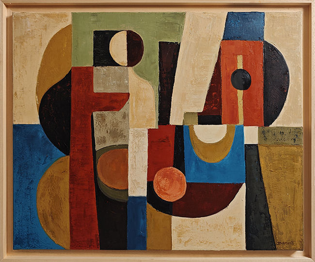 Thumbnail: Concerto cubiste encadré en bois, abstrait geometrique de Sophie Dumont