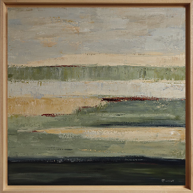Terres de Lumière, peinture abstraite de paysage réalisée à l'huile sur toile par Sophie Dumont
