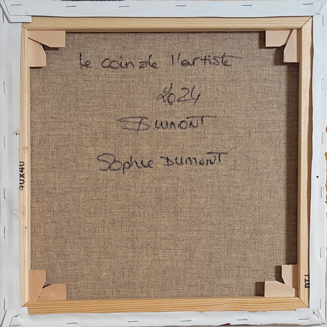 Thumbnail: dos du tableau Le coin de l'artiste de Sophie Dumont