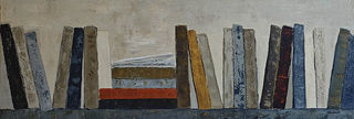 Peinture contemporaine d'une grande bibliotheque abstraite de l'artiste Sophie Dumont