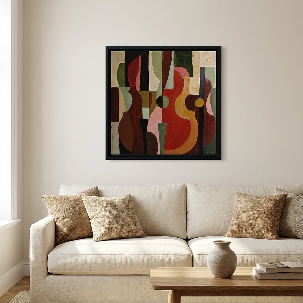 Thumbnail: Accords interieurs, tableau geometrique sur le theme de la musique. Huile sur toile de Sophie Dumont