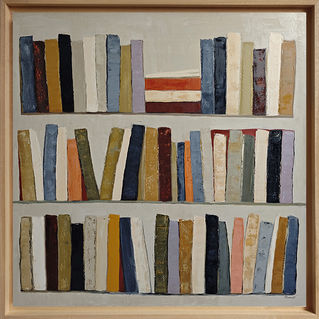 Grand tableau d'une biliotheque abstrait de la fameuse serie de Sophie Dumont