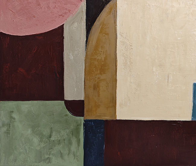 Miniature : Extrait de Attraction, peinture abstraite géométrique 100 × 100 cm de Sophie Dumont