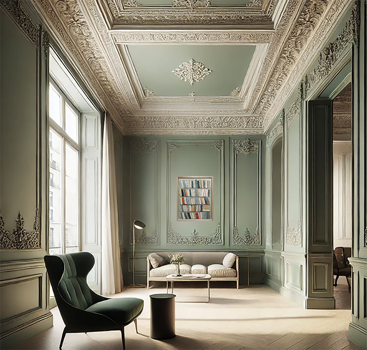 Miniature : Mise en situation du tableau "les archives", peinture d'une bibliotheque colorée par Sophie Dumont