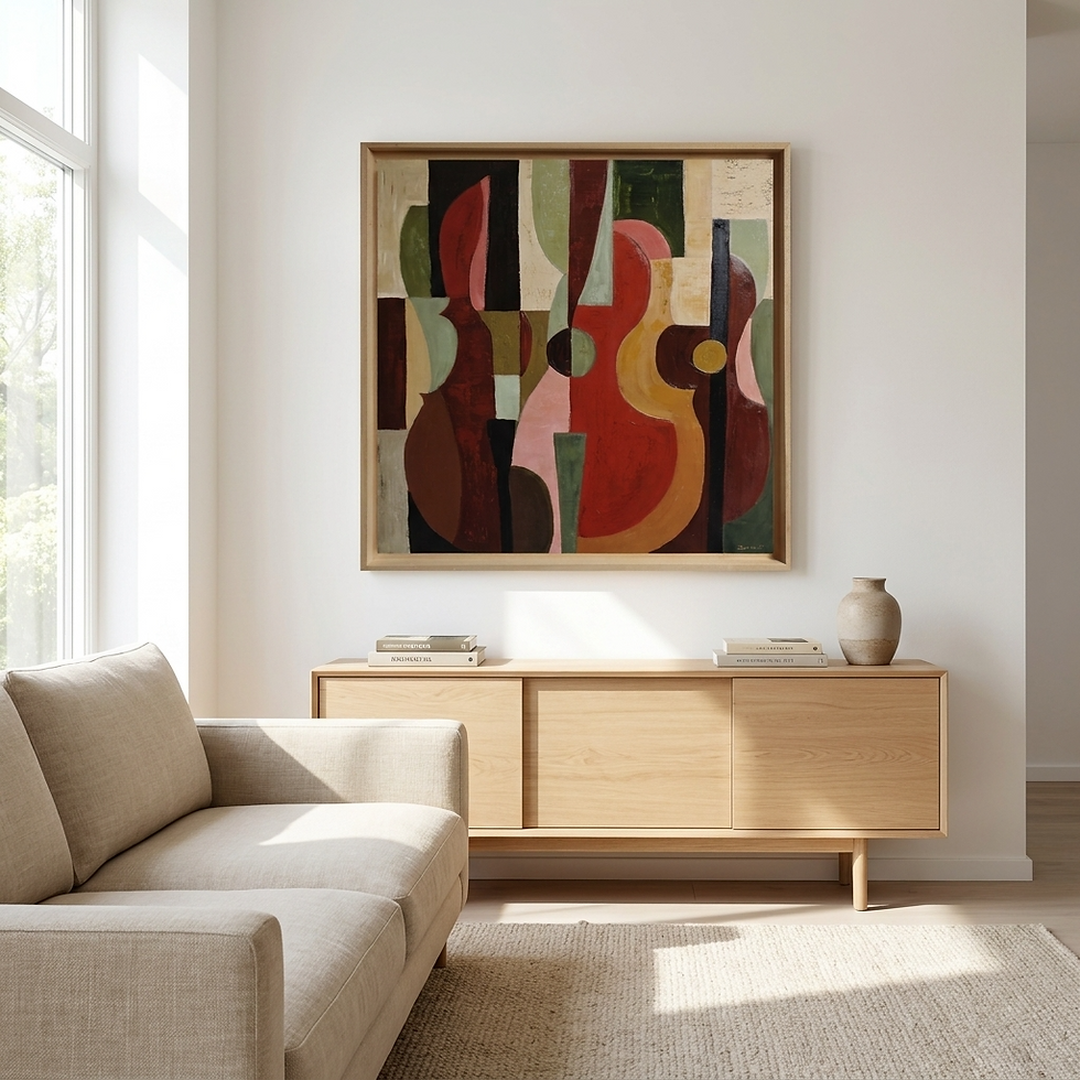 Thumbnail: Accords interieurs, tableau geometrique sur le theme de la musique. Huile sur toile de Sophie Dumont