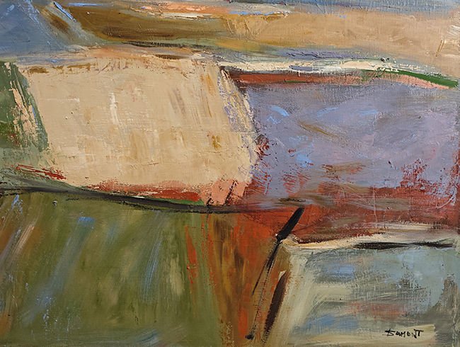 Miniature : Extrait du tableau: les terres silencieuses, paysage abstrait coloré de Sophie Dumont