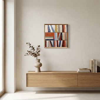 Contextualization of the painting Cadence des livres, stylized library by Sophie Dumont