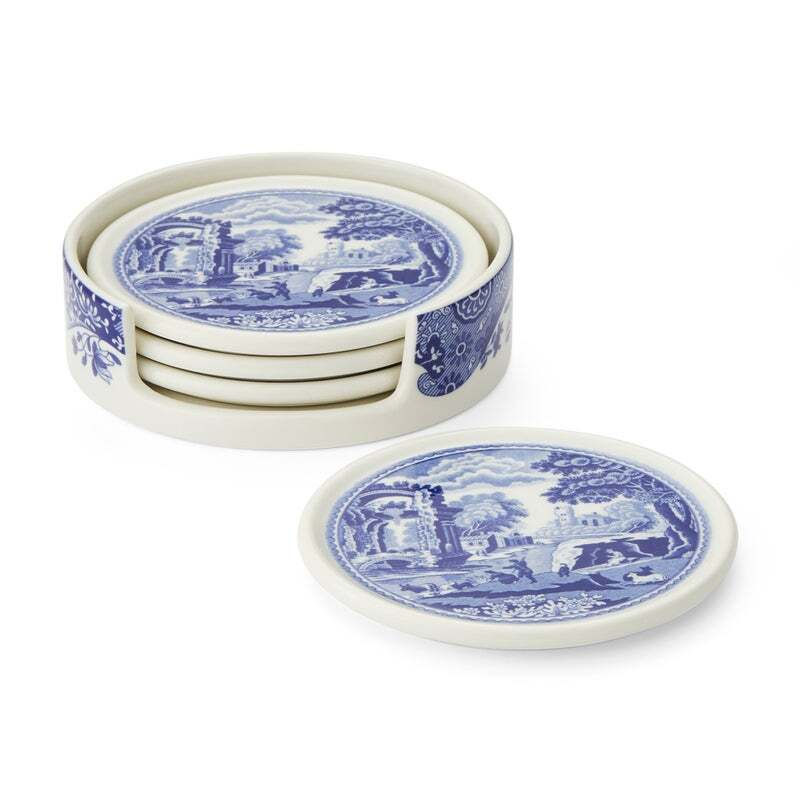 Thumbnail: Spode 9.5cm Ceramic Coasters with Holder (S/4)
