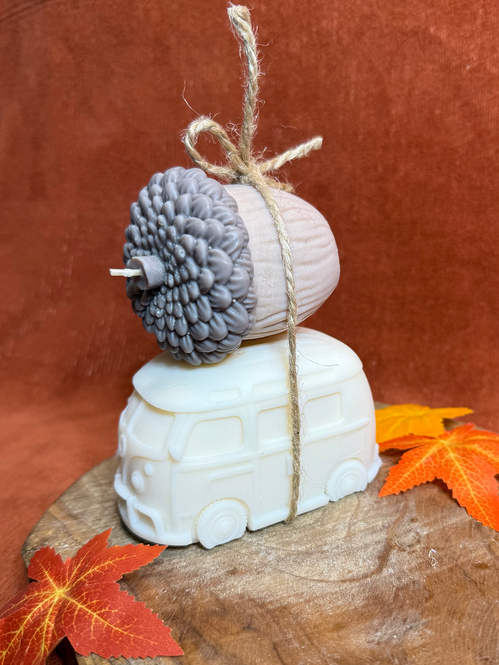 Miniatura: JESIEŃ Świeca auto i dynia/żołądź