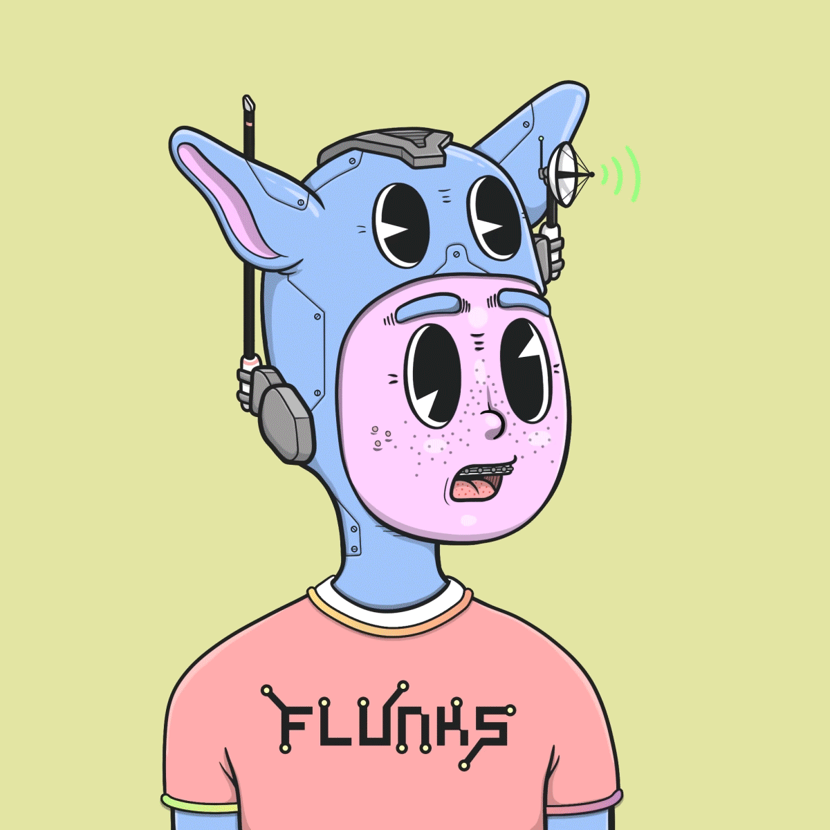 Looping animation of various 2D Flunks illustrated characters