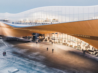 Oodi's architecture key feature, with its striking three-story structure of wood, steel, and glass