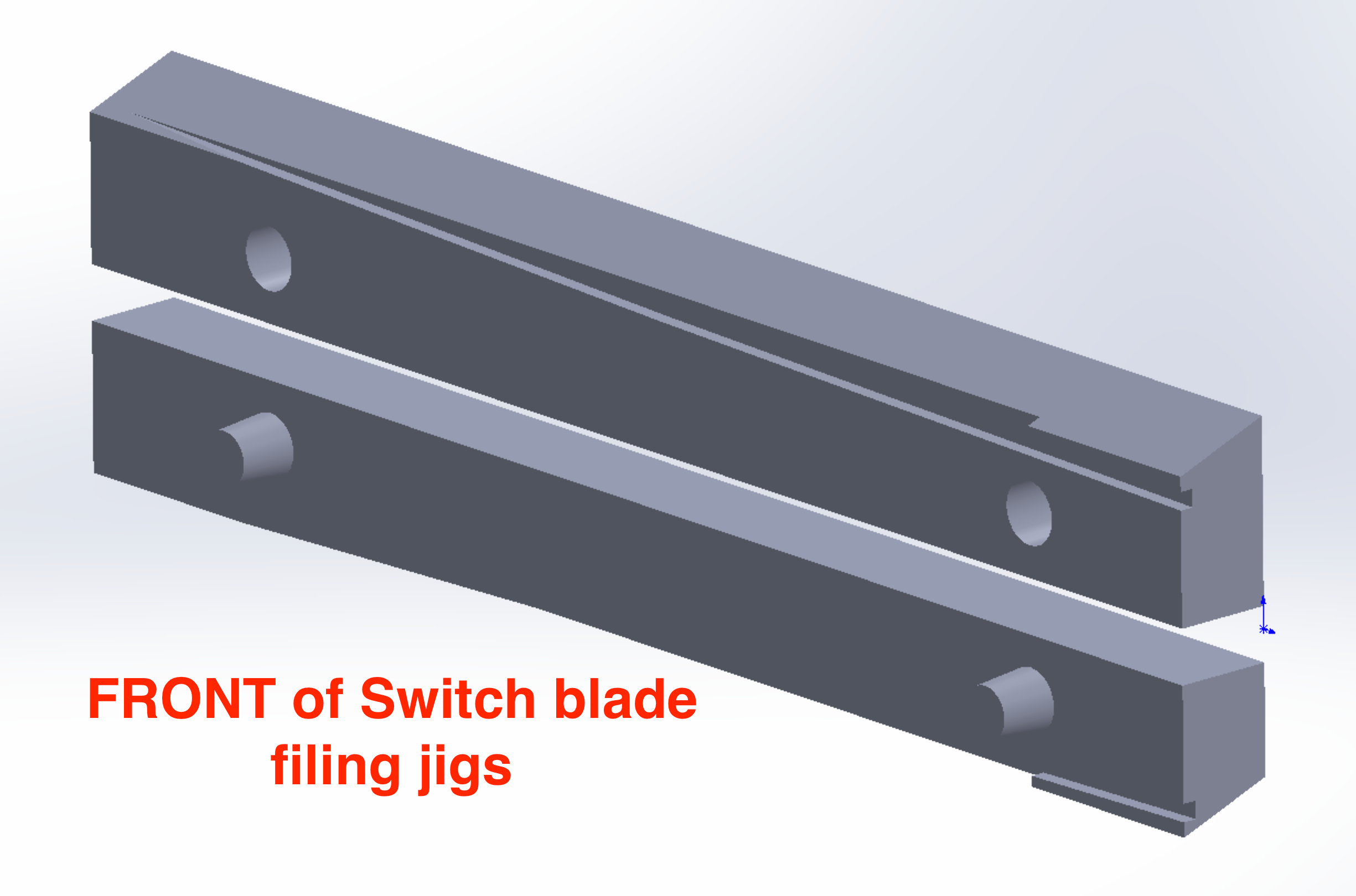 FRONT of switch blade filing jig