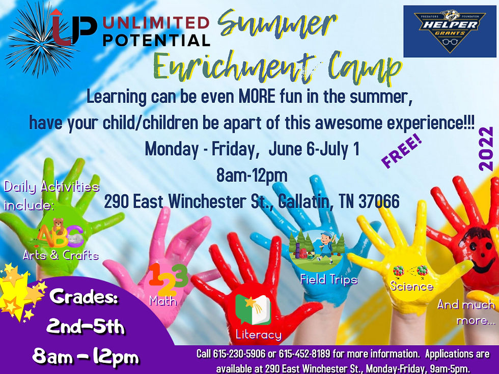 Unlimited Potential Summer Enrichment Camp - June 6