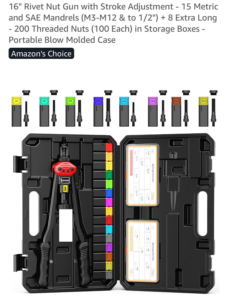 16” rivet nut gun with tools set: $20/set