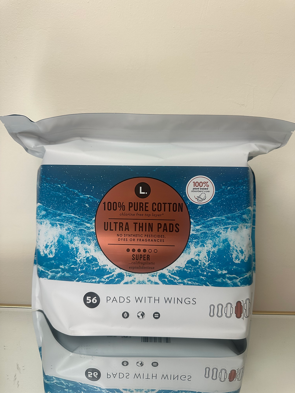 100% cotton ultra thin pads, 56pcs, new: $6/bag