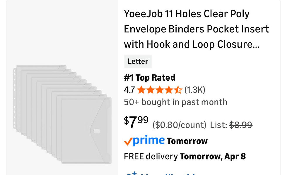 10pcs poly envelope binder pocket, new: $2/pack