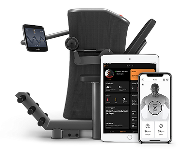 EGYM Gerät mit Tablet und Smartphone. Sporthäusel.