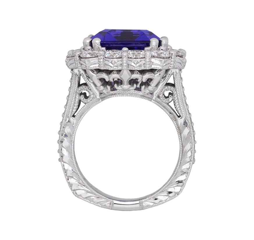 Thumbnail: Tanzanite & Diamond Fleur De Lis Ring