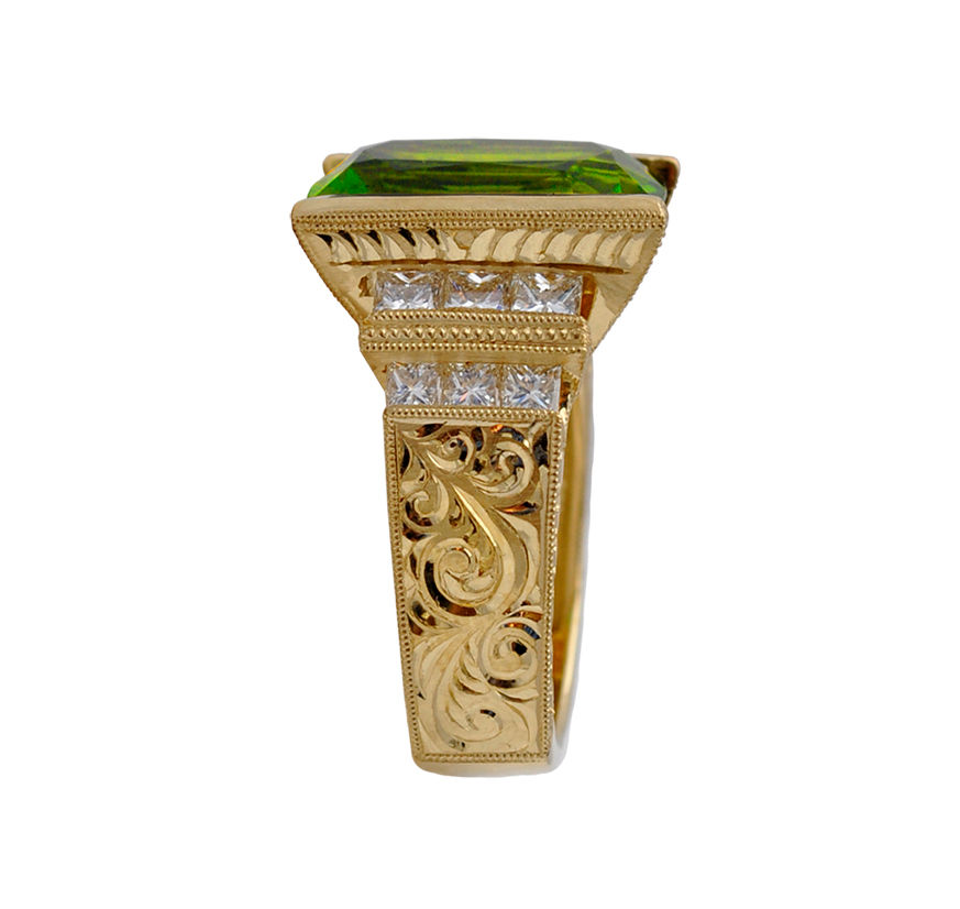 Thumbnail: Burmese Peridot Western Ring