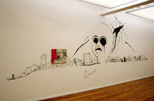 Dibujo de pared + pintura de 60 x 60 cm