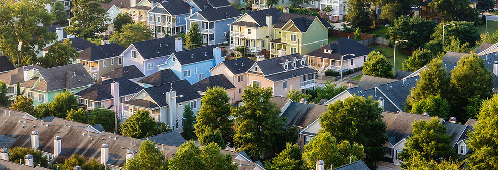 Aerial view of house roofs in suburban neighborhood_in_mmd
