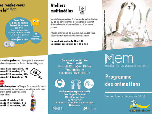 Programme des animations septembre>décembre 2020