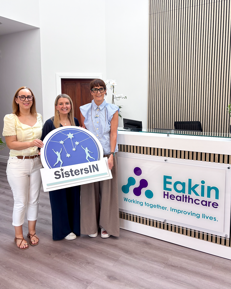 Pictured L-R: Grace McGroggan (Eakin Healthcare), Gillian McKeown (SistersIN), and Adele Martin (Eakin Healthcare)