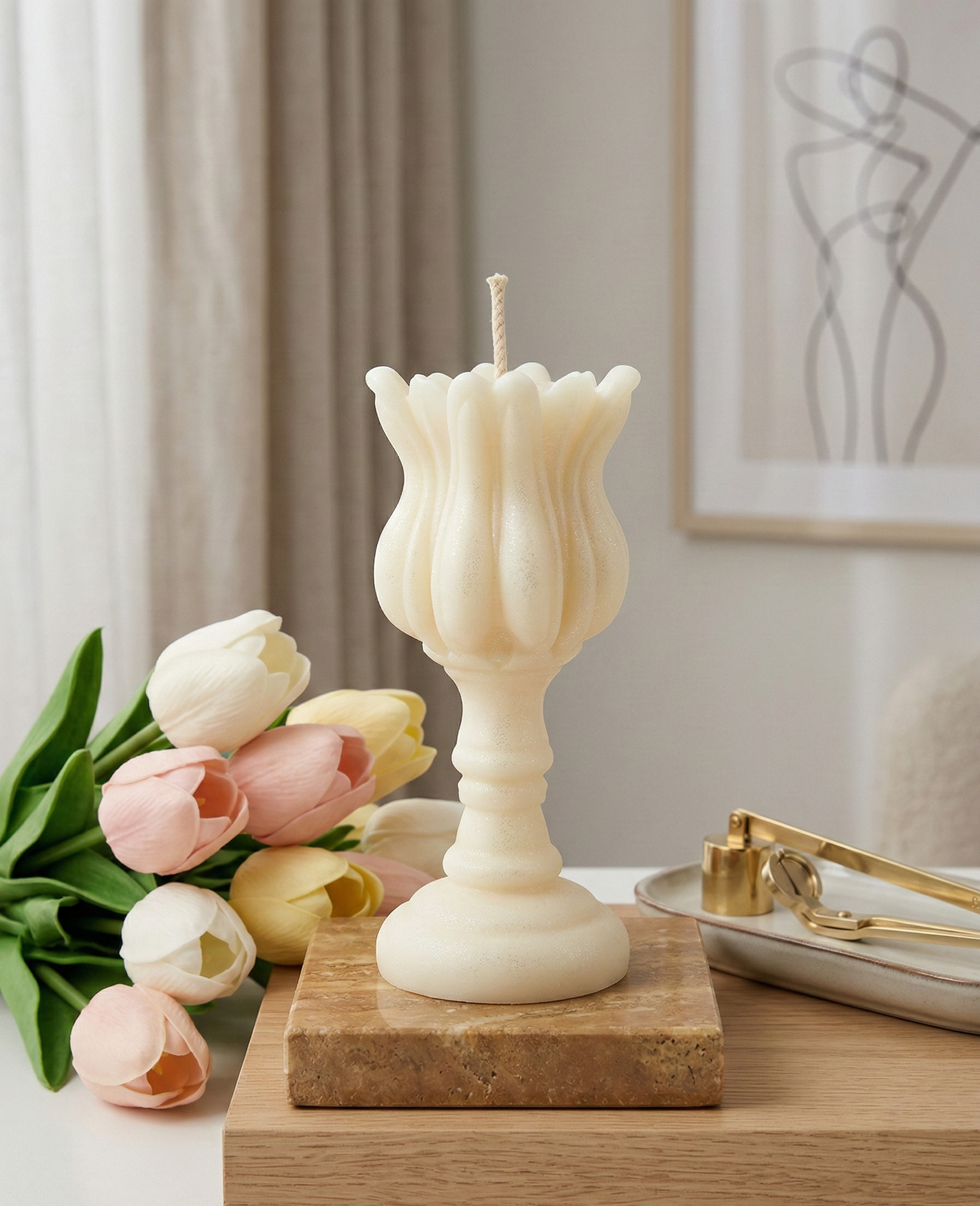 Tulip Column Candle | Chic Home Decor