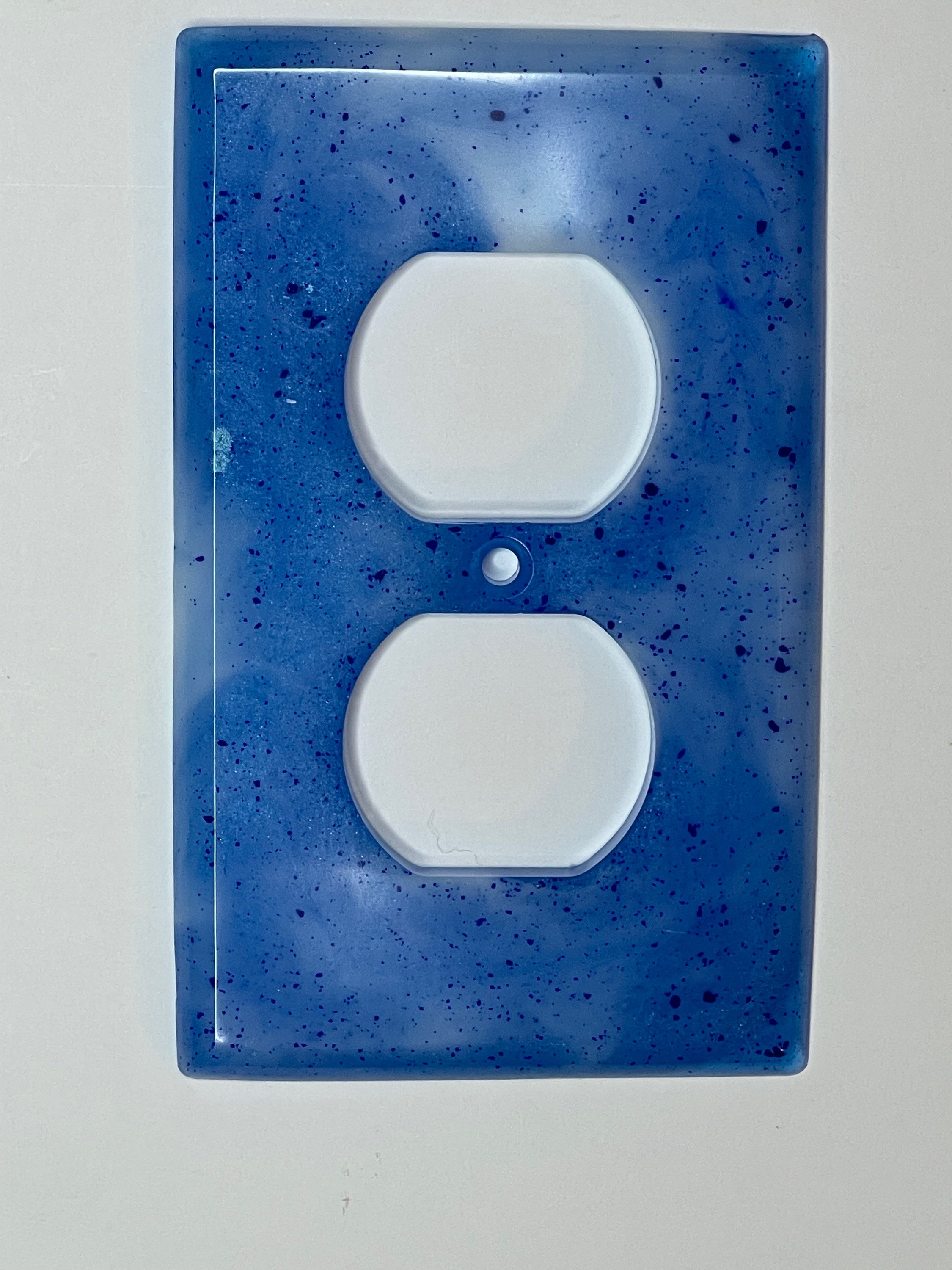 Blue and White Outlet Cover