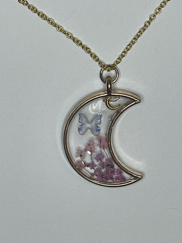 Butterfly Gold Moon Frame Necklace | Kirby Created