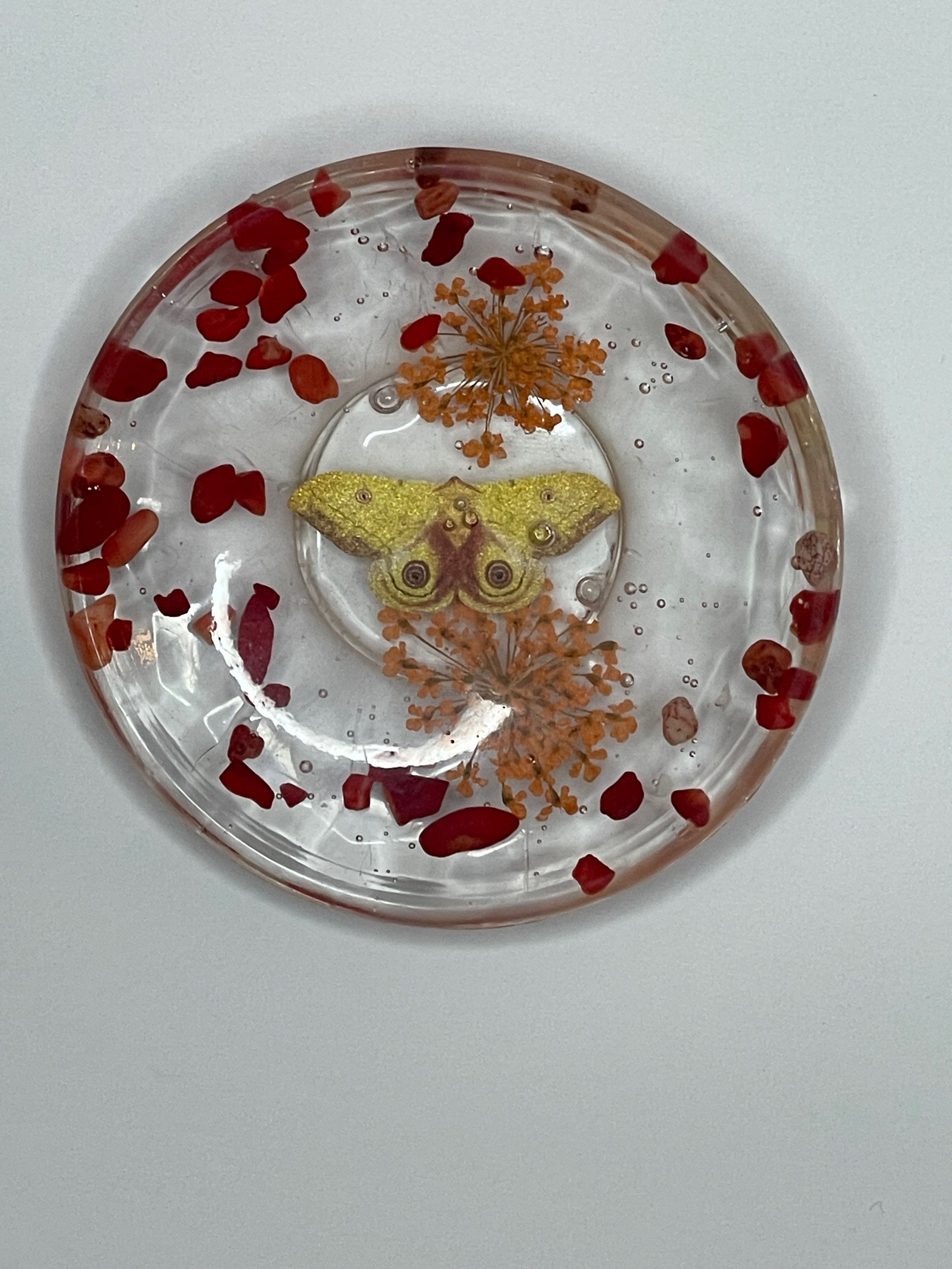 Red and Yellow Butterfly Circle Ring Dish
